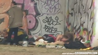 A Threesome In The Streets: Homeless Couple And A Stranger Engage In Hardcore Sex