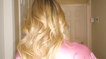Blonde Babe Pleasures Herself With A Butt Plug In Front Of Her Friend'S Husband