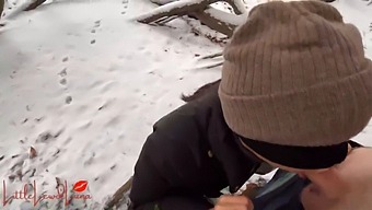 Luna, An Asian Beauty, Indulges In Snow-Covered Outdoor Blowjob In Public!