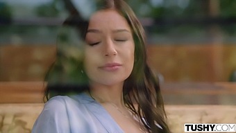 Stunning Brunette April'S Wild Anal And Blowjob Experience With Two Muscular Men